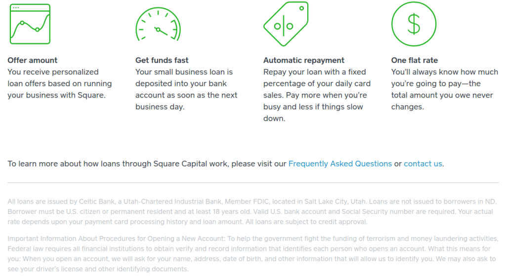 Square Capital Page